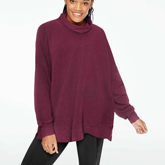 PINK Victoria's Secret Tops - Victoria's Secret PINK Women's Turtleneck Oversized Tunic Sweater Burgundy S NWT
